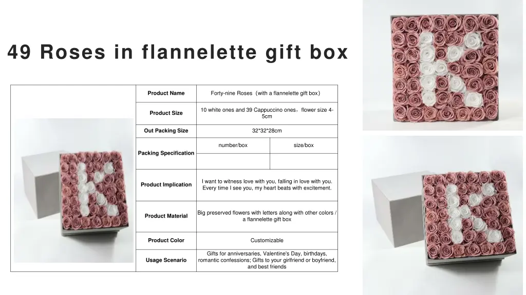 49 roses in flannelette gift box