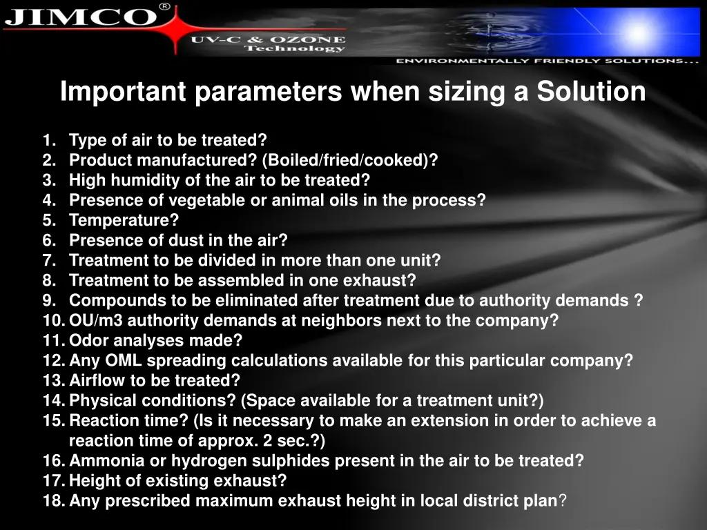 important parameters when sizing a solution