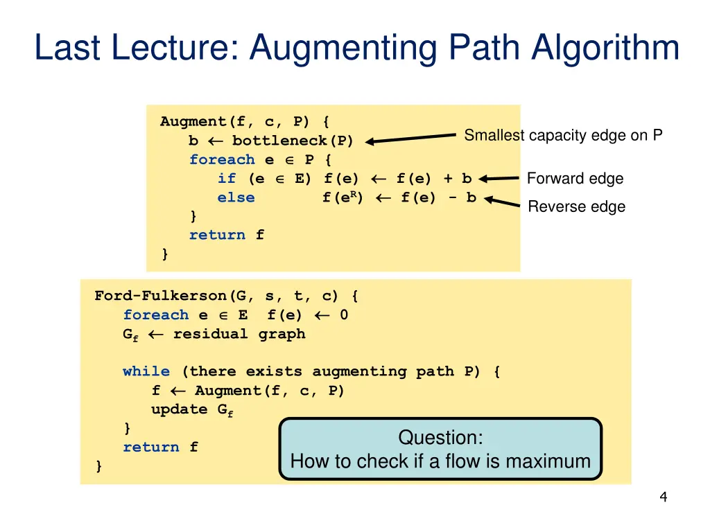 last lecture augmenting path algorithm