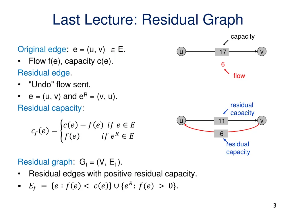 last lecture residual graph
