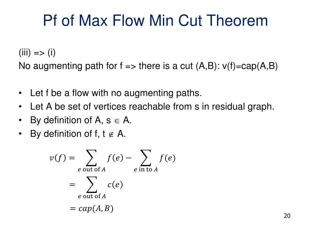 pf of max flow min cut theorem