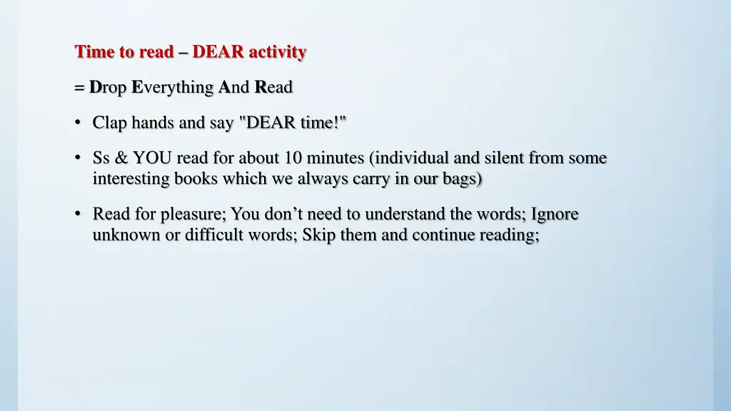 time to read dear activity