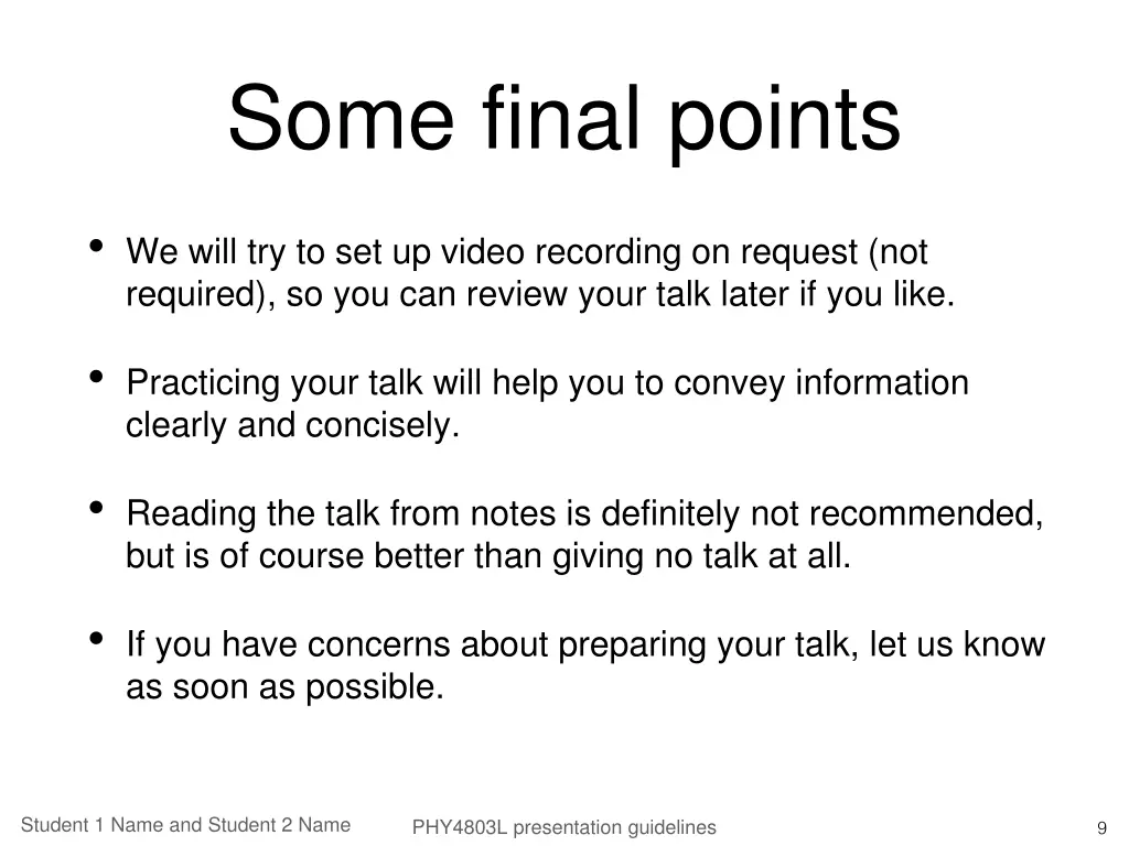 some final points