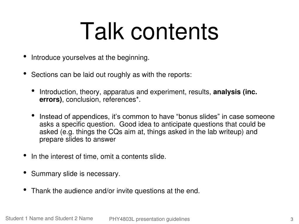 talk contents