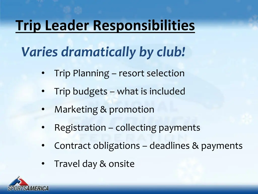 trip leader responsibilities