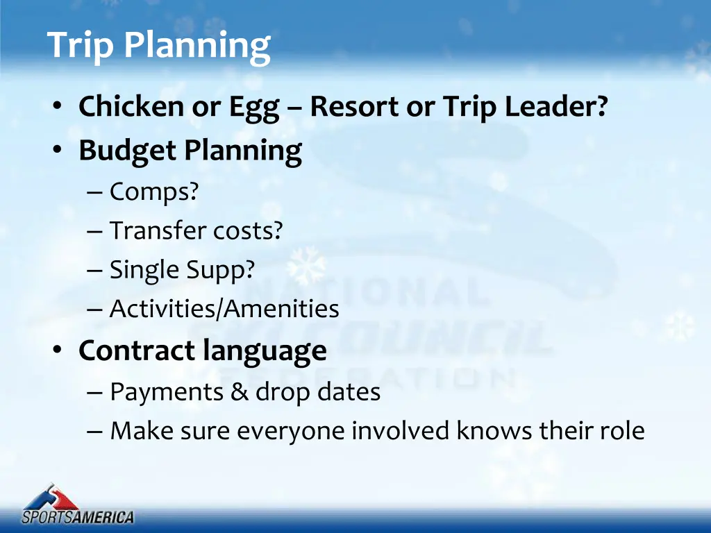 trip planning