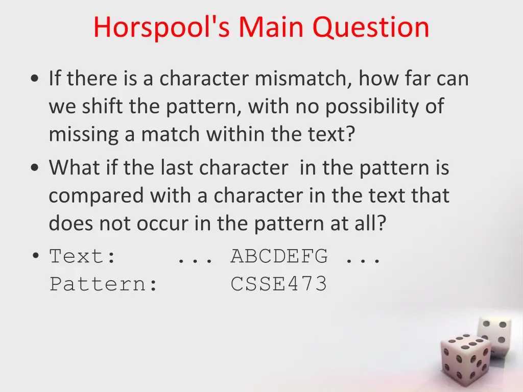 horspool s main question