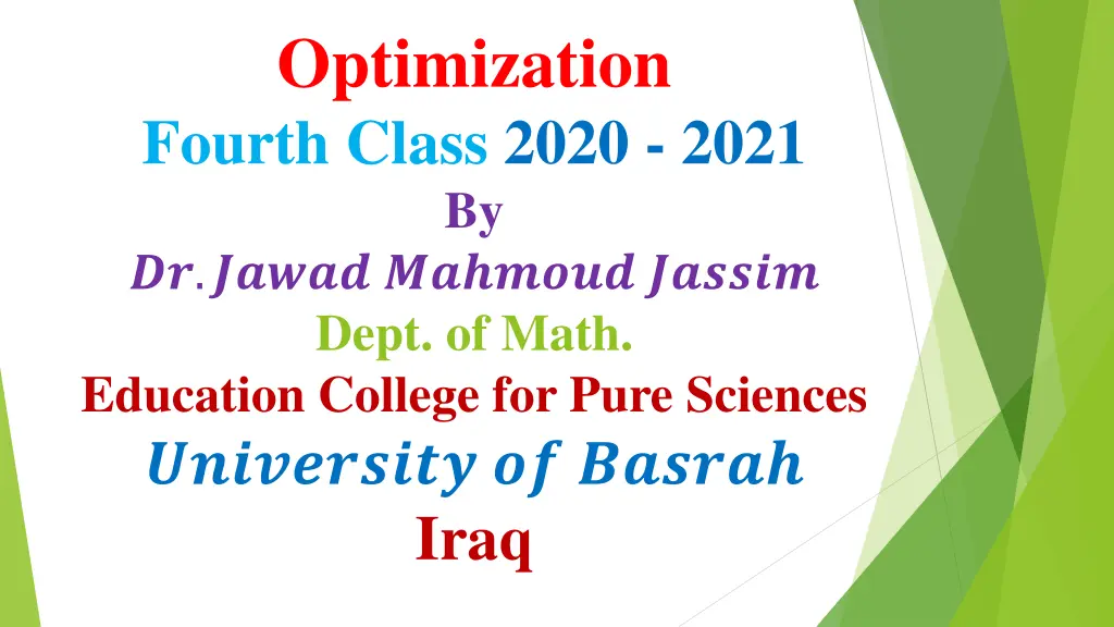 optimization fourth class 2020 2021 by dept