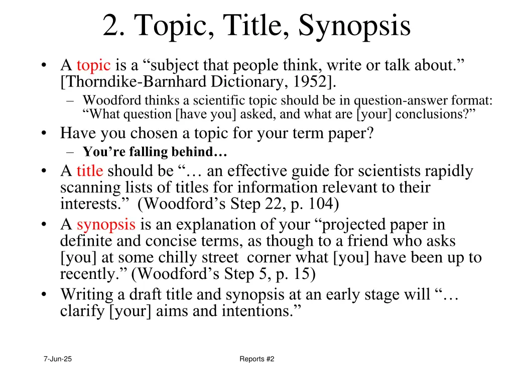 2 topic title synopsis
