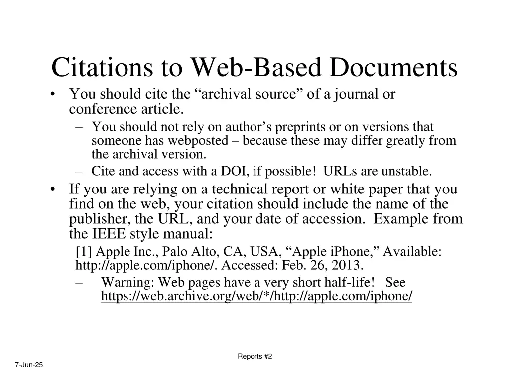 citations to web based documents you should cite