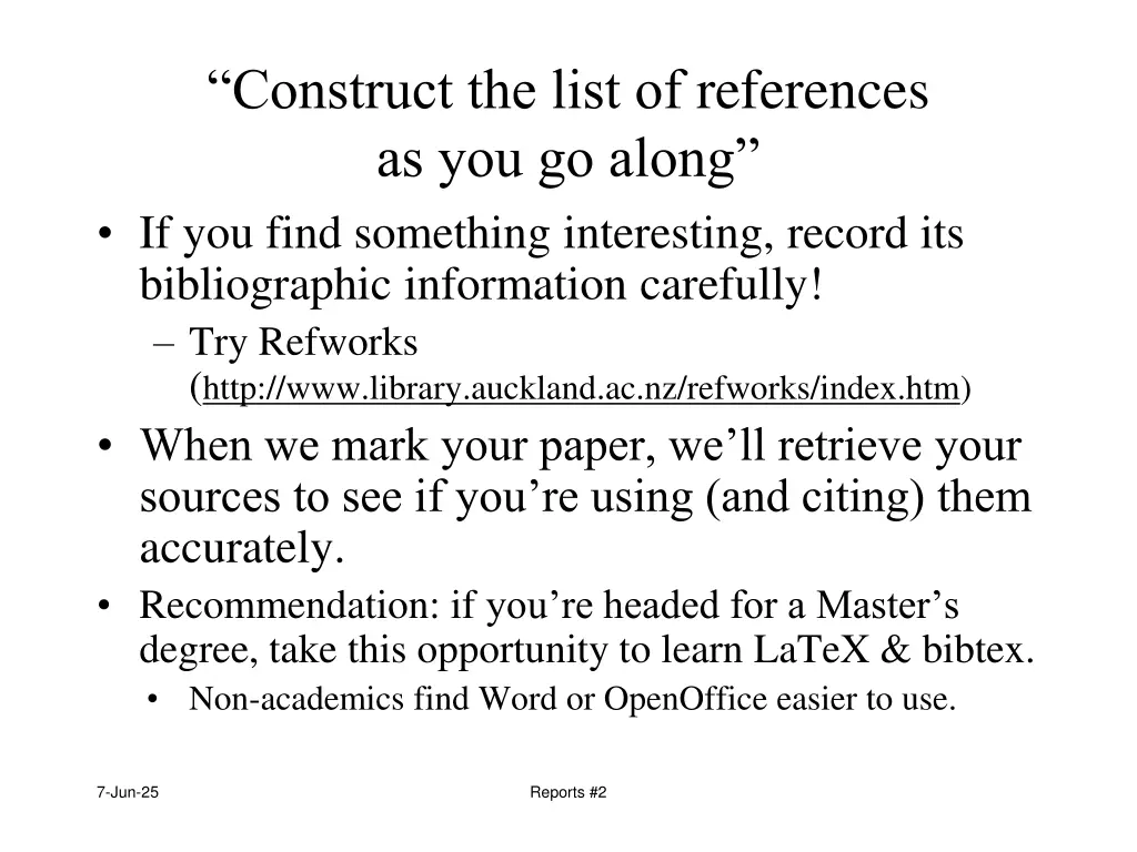 construct the list of references as you go along