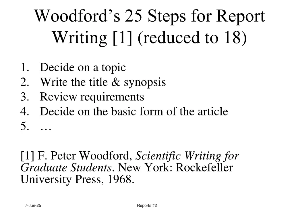 woodford s 25 steps for report writing 1 reduced
