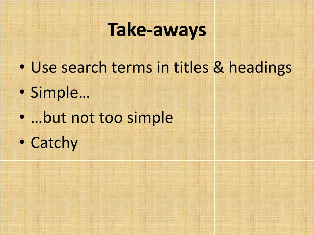 take aways