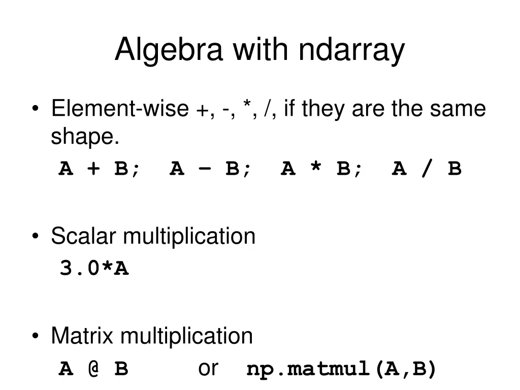 algebra with ndarray