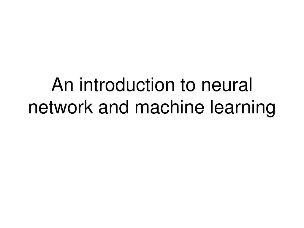 an introduction to neural network and machine
