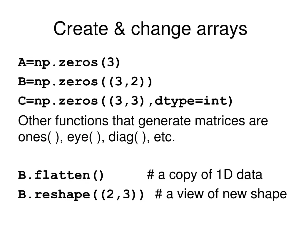 create change arrays