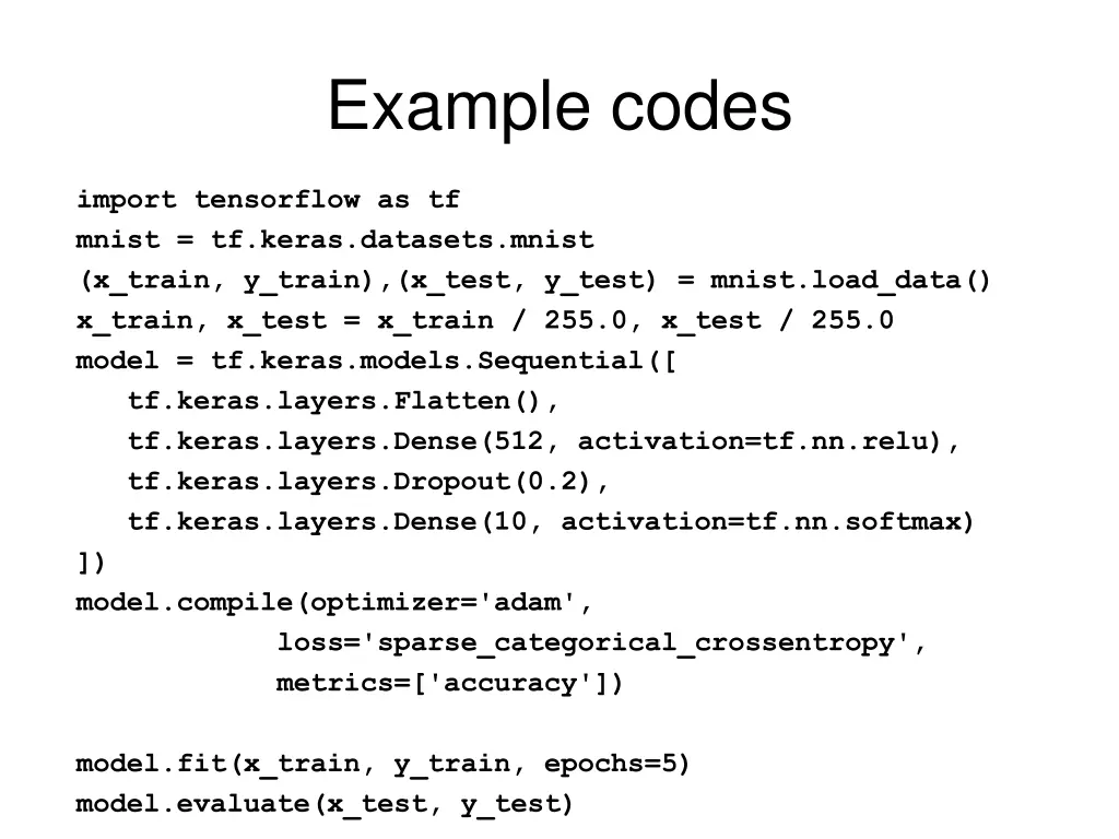 example codes