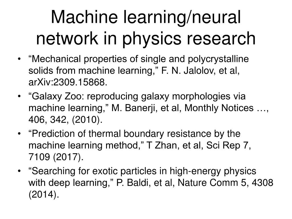 machine learning neural network in physics