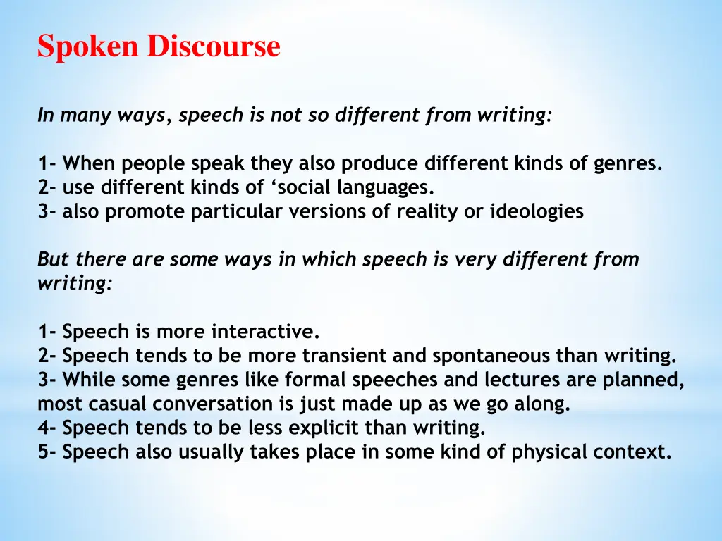 spoken discourse