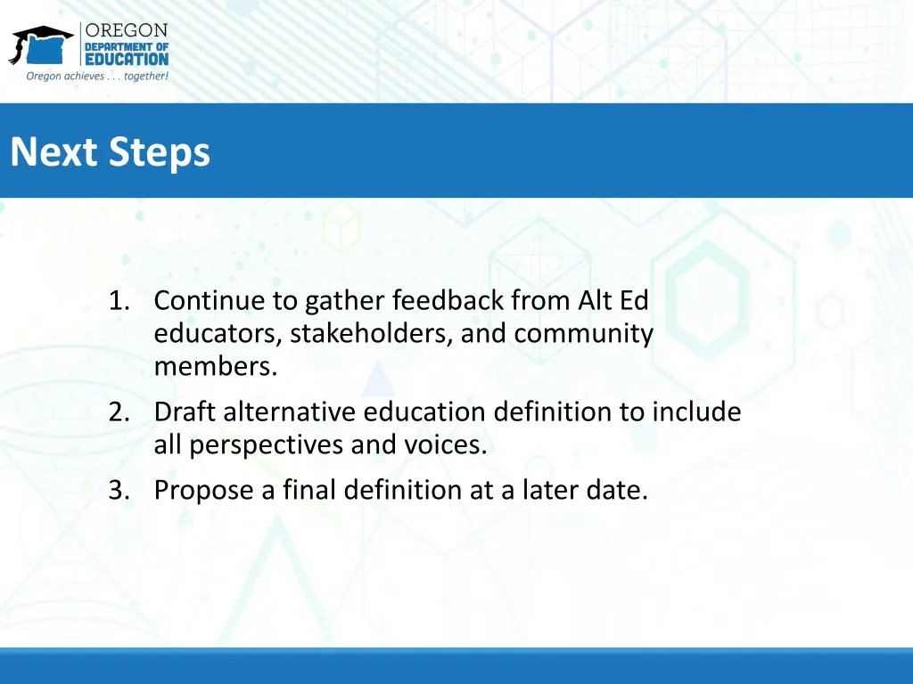 next steps