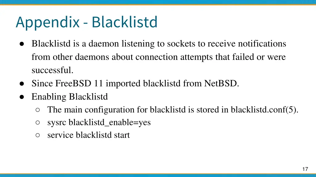 appendix blacklistd