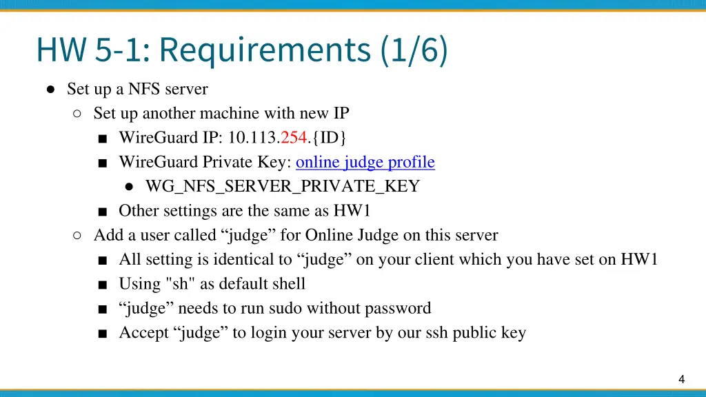 hw 5 1 requirements 1 6 set up a nfs server