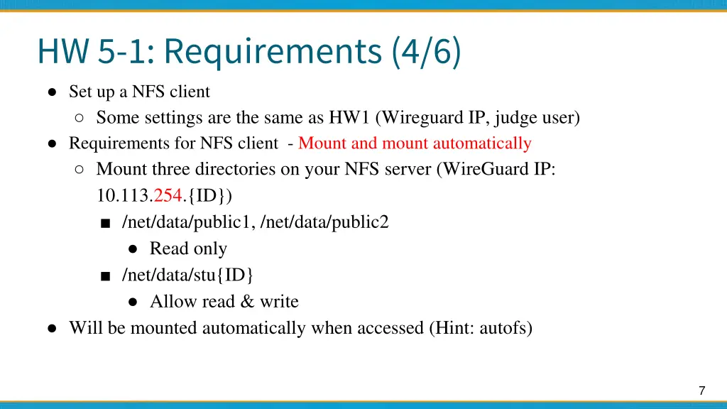 hw 5 1 requirements 4 6 set up a nfs client some