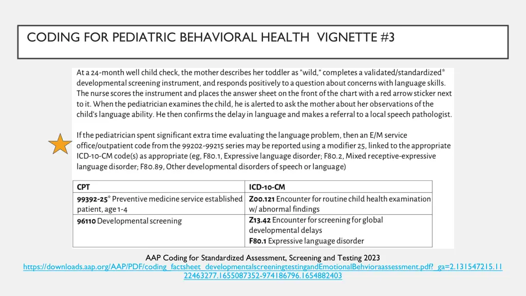 coding for pediatric behavioral health vignette 3