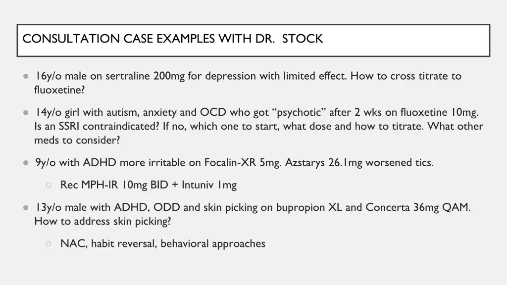 consultation case examples with dr stock