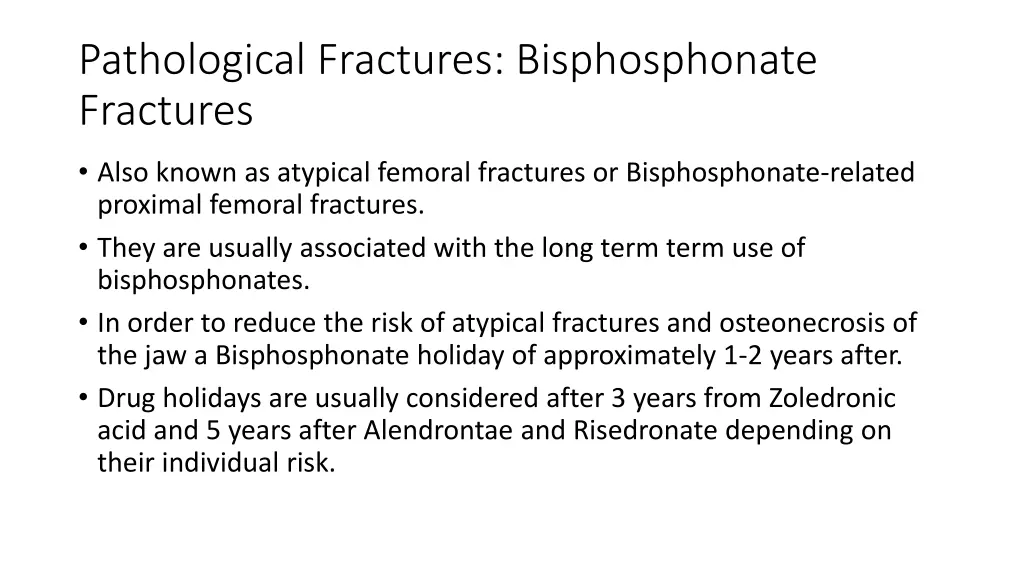 pathological fractures bisphosphonate fractures