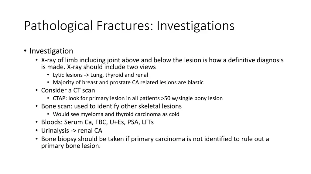 pathological fractures investigations