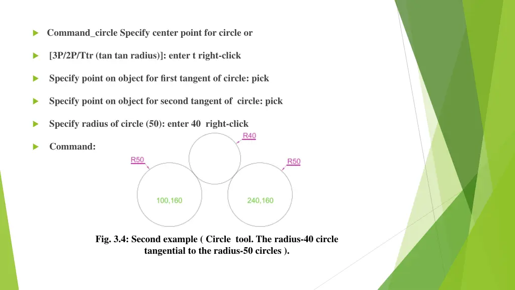 command circle specify center point for circle or