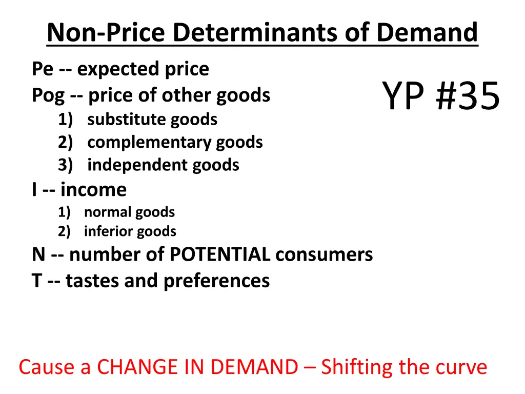 non price determinants of demand pe expected