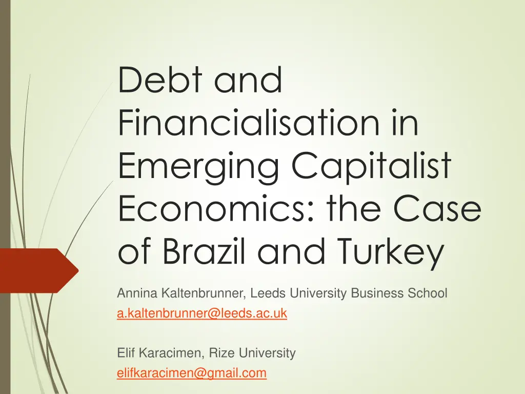 debt and financialisation in emerging capitalist