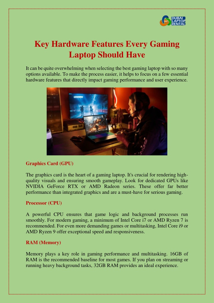key hardware features every gaming laptop should