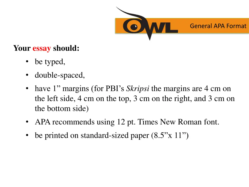general apa format