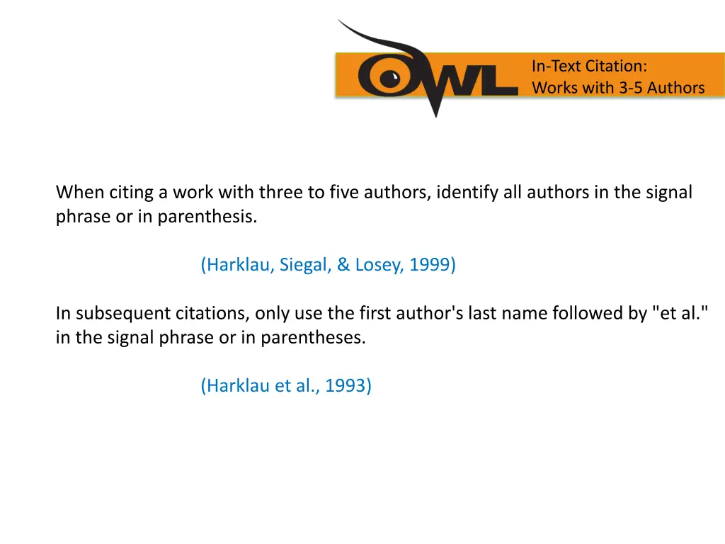 in text citation works with 3 5 authors