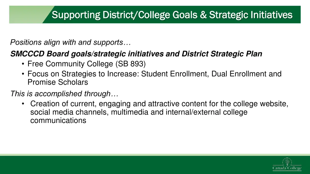supporting district college goals strategic 1