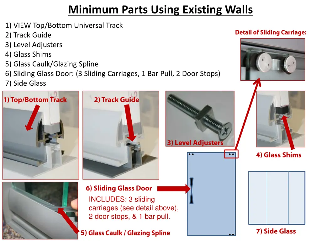 minimum parts using existing walls