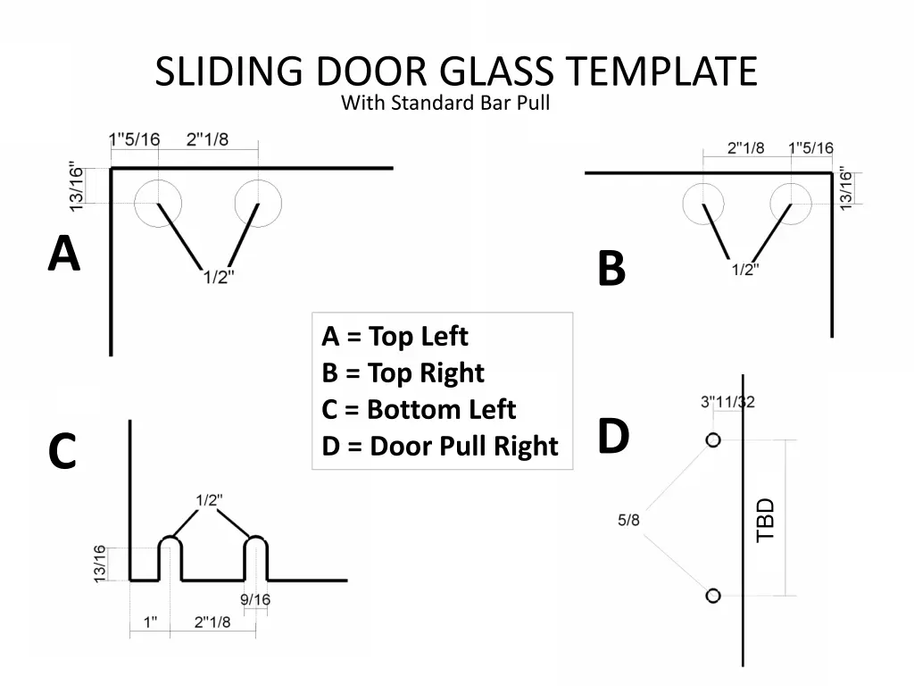 sliding door glass template with standard bar pull 1