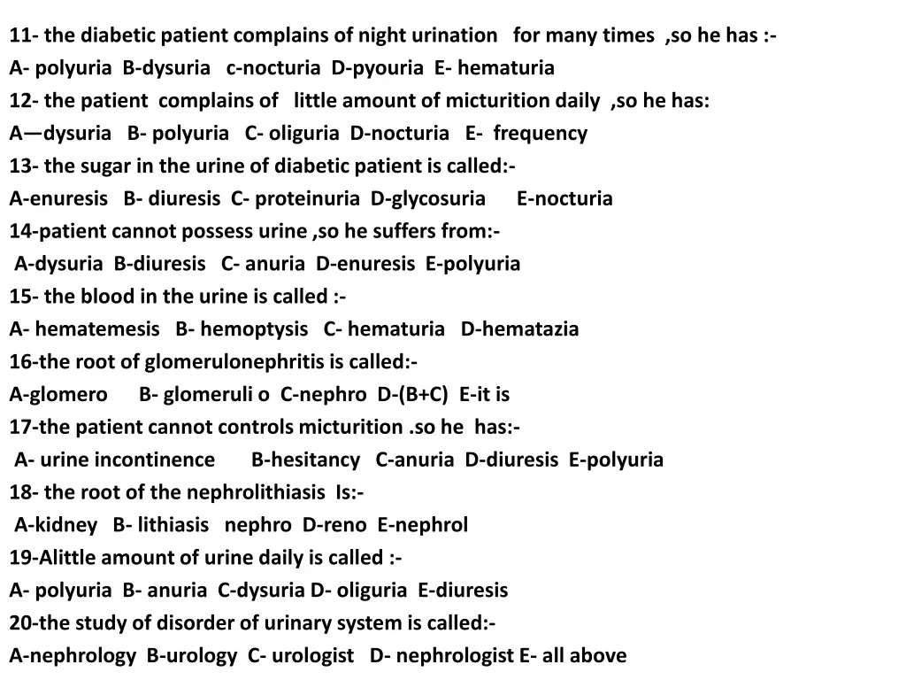 11 the diabetic patient complains of night