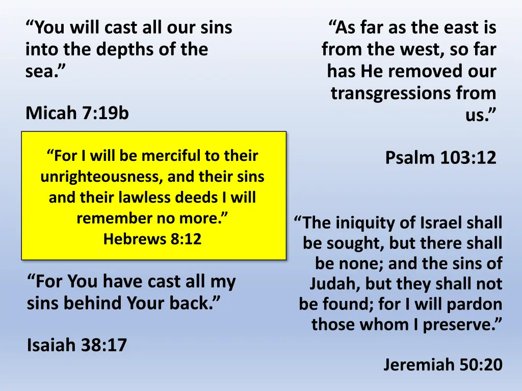 you will cast all our sins into the depths 1