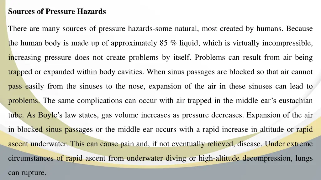 sources of pressure hazards
