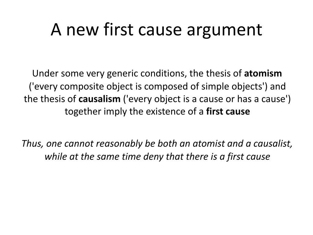 a new first cause argument