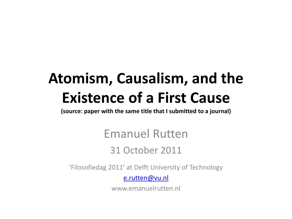 atomism causalism and the existence of a first