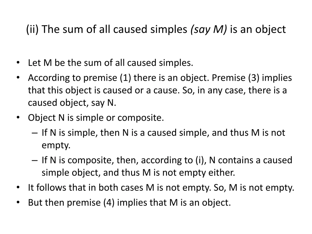 ii the sum of all caused simples