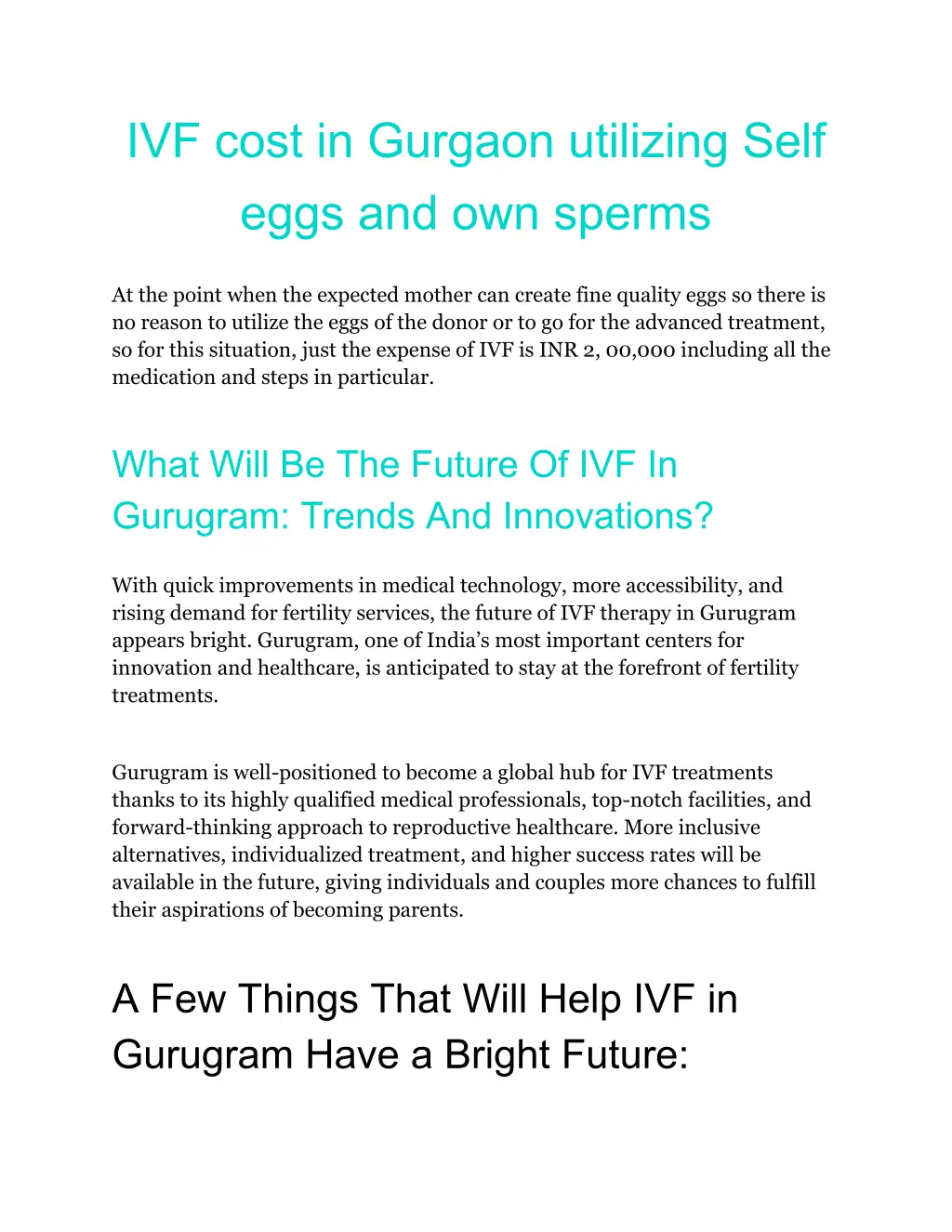 ivf cost in gurgaon utilizing self eggs