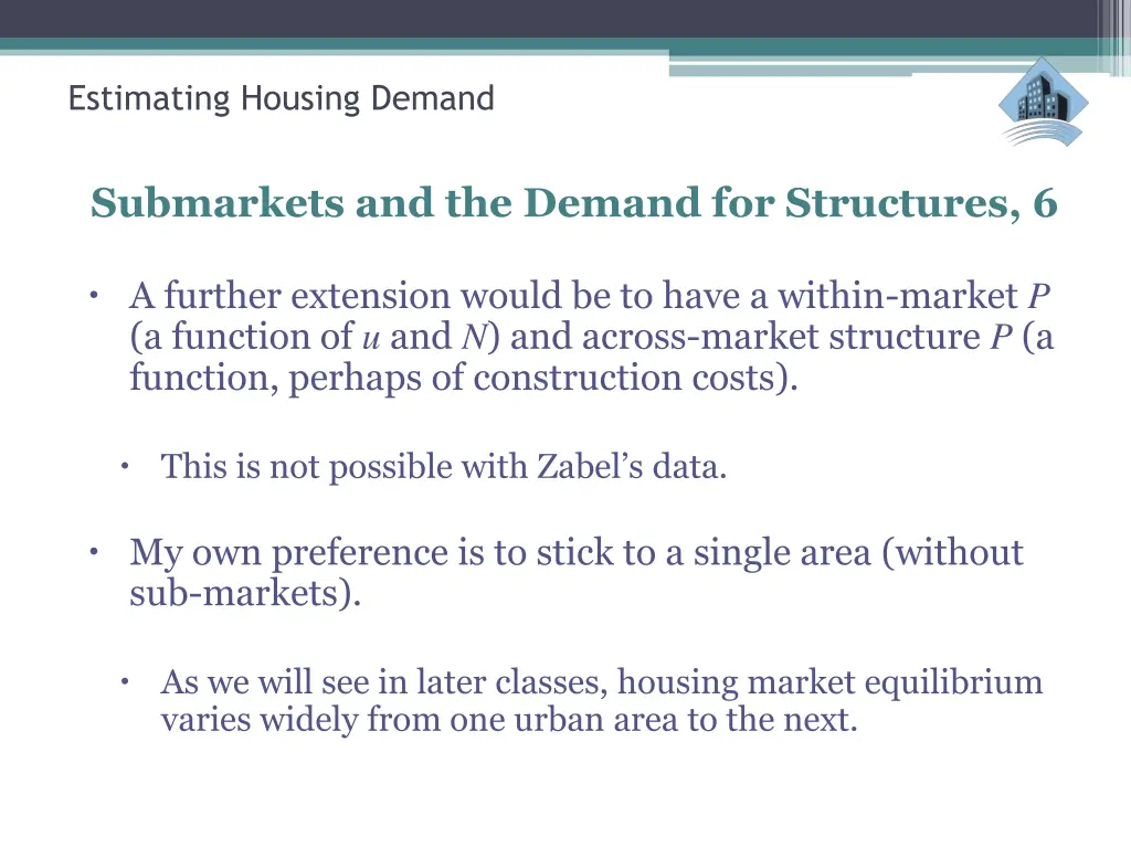 estimating housing demand submarkets 1