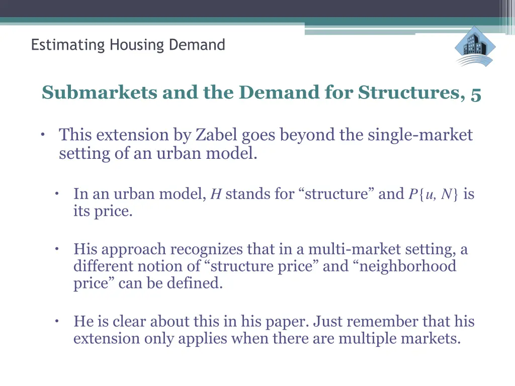 estimating housing demand submarkets