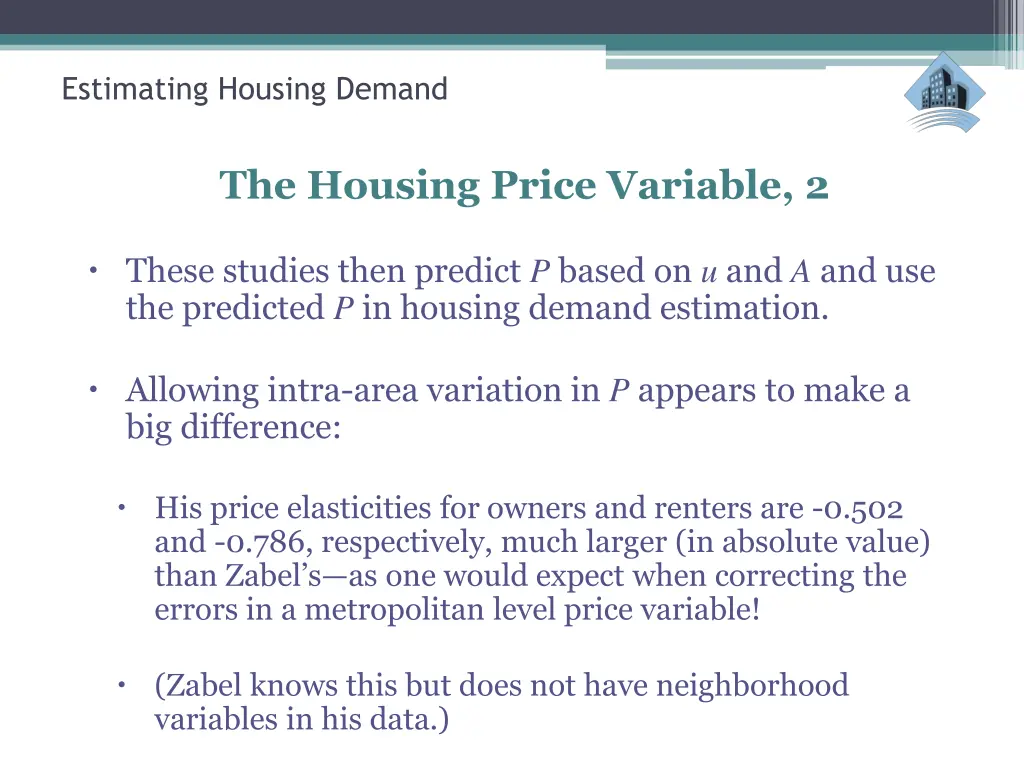 estimating housing demand the housing price